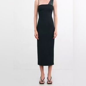 NWT Marcella NYC Nova Elegant Black One Shoulder Dress Medium